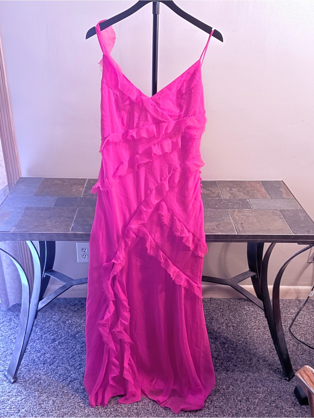 ASOS Petite Bright Red Ruffle Maxi Dress
